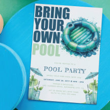 Bring Your Own Pool Party Blau Türkis 