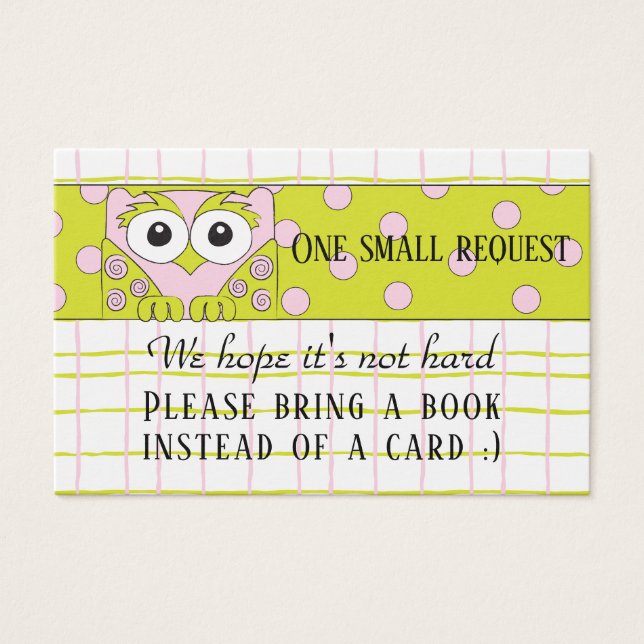 BringABook "Owl/Pink" Insérer carte/Personnaliser (Devant)