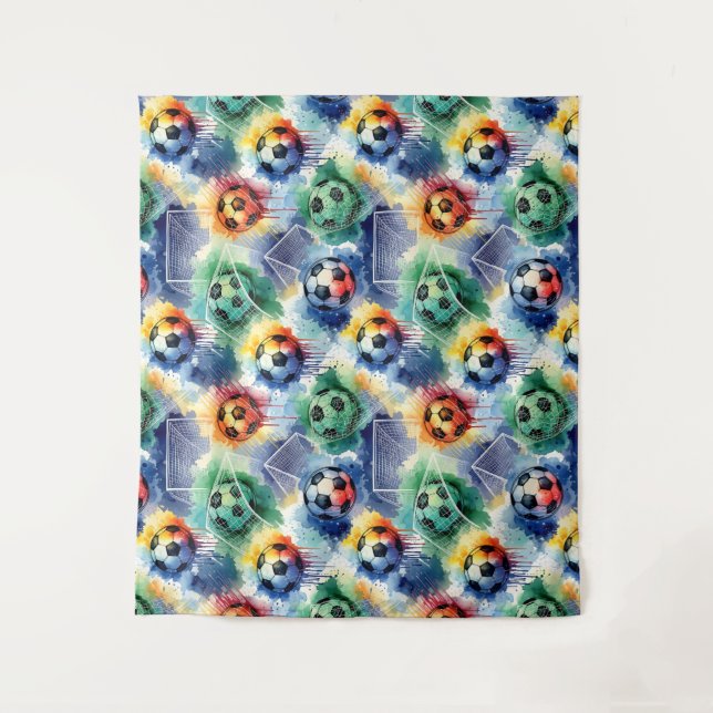 Bringen Sie den Fußball-Geist in Ihre Designs Wandteppich (Vorderseite)