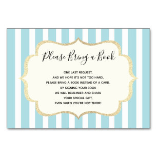 Bringen Sie ein Buch - Blue White Stripes Kinderdu Tischnummer