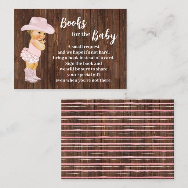 Bringen Sie eine Book Pink Cowgirl Babyduschkarte  Platzkarte (Vorne/Hinten)