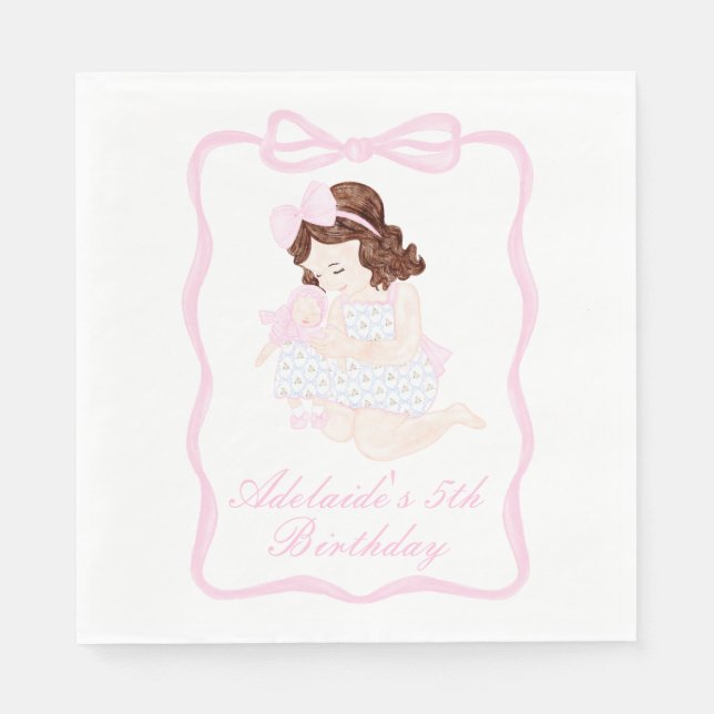 Bringen Sie eine Puppe Geburtstag Preppy Grandmill Serviette (Vorderseite)