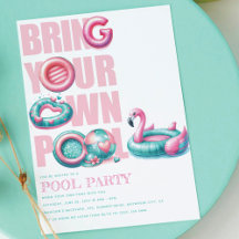 Bringen Sie Ihr eigenes Pool-Party Pink Türkis