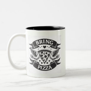 Bringen Sie Pizza Valentins lustige Pizzaschuppen Zweifarbige Tasse