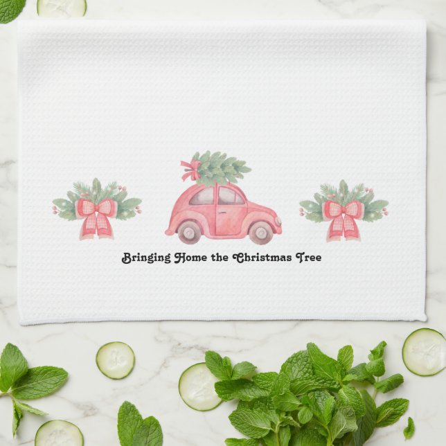 "Bringing Zuhause the Christmas Tree", Küchentuch (Gefaltet)