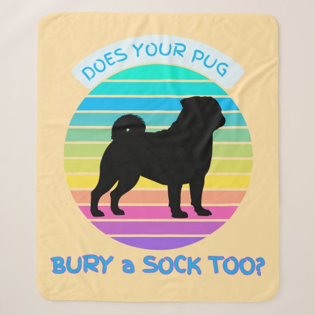 Bringt dein Mops einen Socken zu einem Retro-Sonne Sherpadecke (Vorderseite)