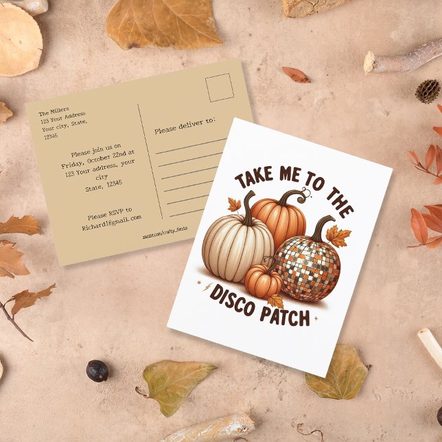 Bringt mich zu den Wasserfarbenkürbungen des Disco Postkarte (Take me to the Disco Patch watercolor pumpkins Postcard)