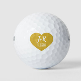 Briom Groom Monogram Gold Heart Golf Balls Golfball