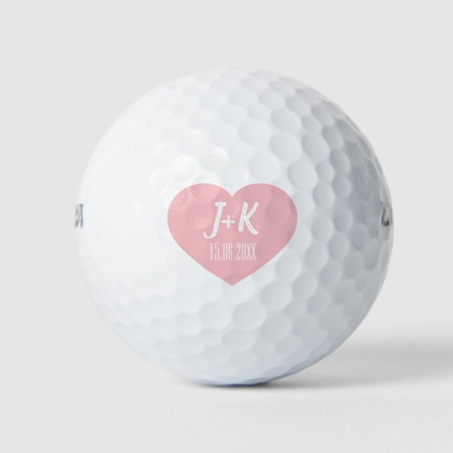 Briom Groom Monogram Pink Heart Golf Balls Golfball (Vorderseite)