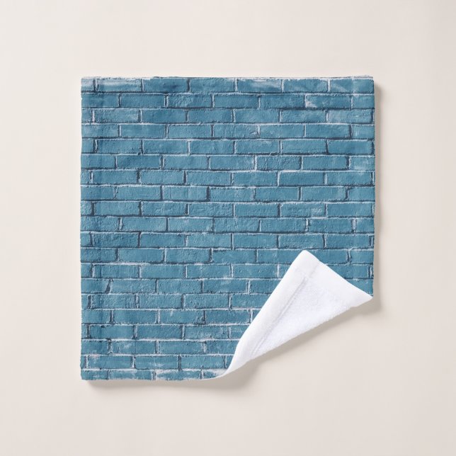 Briques de béton gris peintes en bleu (Gant de toilette)