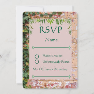 Briques peintes Carte RSVP Mariage Lierre Vert Arr