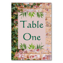 Briques peintes Green Ivy Mariage Numéros de table