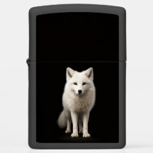 Briquet Zippo avec Renard Arctique Ivoire Élégant