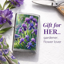Briquet Zippo Jardin d'Iris Violet Aquarelle