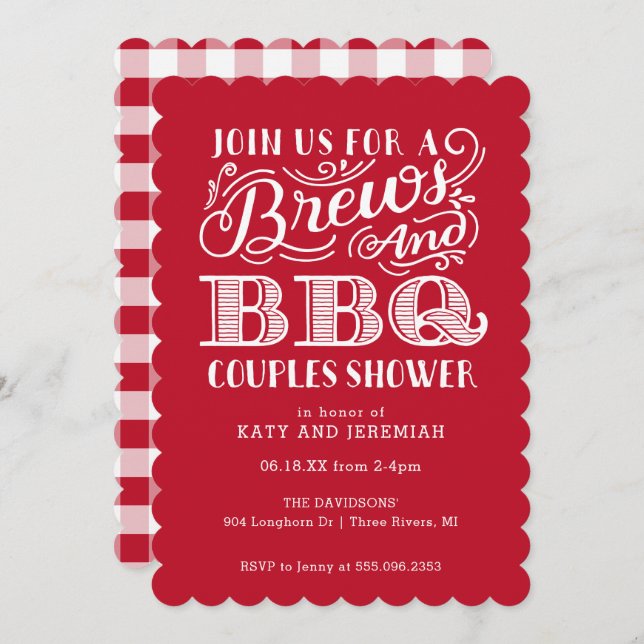 Bris et BBQ Couples Douche sur Kraft Invitation (Devant / Derrière)
