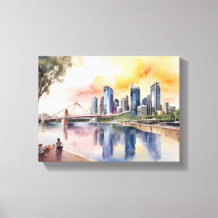 Brisbane Aquarellkunst Leinwanddruck