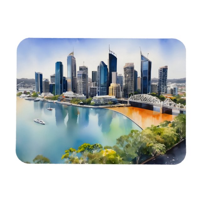 Brisbane Aquarellkunst Magnet (Horizontal)