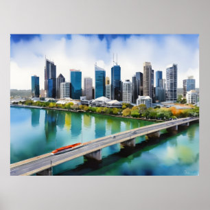 Brisbane Aquarellkunst Poster