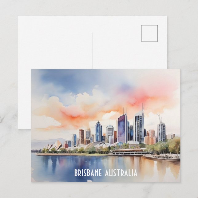 Brisbane Aquarellkunst Postkarte (Vorne/Hinten)