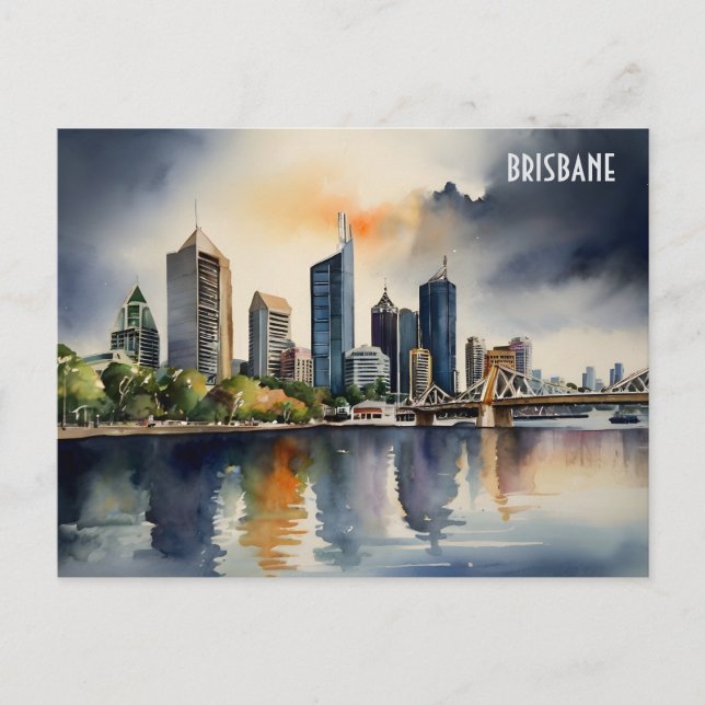 Brisbane Aquarellkunst Postkarte (Vorderseite)