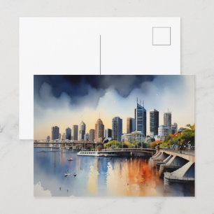 Brisbane Aquarellkunst Postkarte