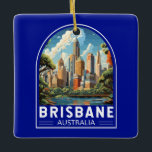 Brisbane Australia Reisen Vintag Keramikornament<br><div class="desc">Brisbane Retro Vektor Reise Design. Brisbane, die pulsierende Hauptstadt Queensland, Australien, ist eine Stadt, die städtische Energie nahtlos mit entspanntem Charme verbindet. Am Ufer des Flusses Brisbane gelegen, besticht es durch ein subtropisches Klima, atemberaubende Naturschönheiten und ein reichhaltiges kulturelles Angebot.</div>