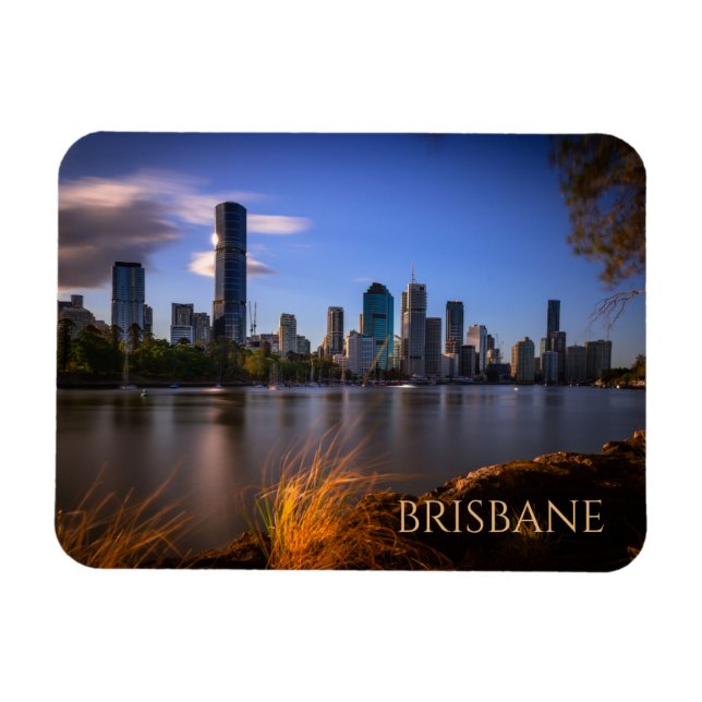 Brisbane, Australia Skyline aus dem Fluss quer Magnet (Horizontal)