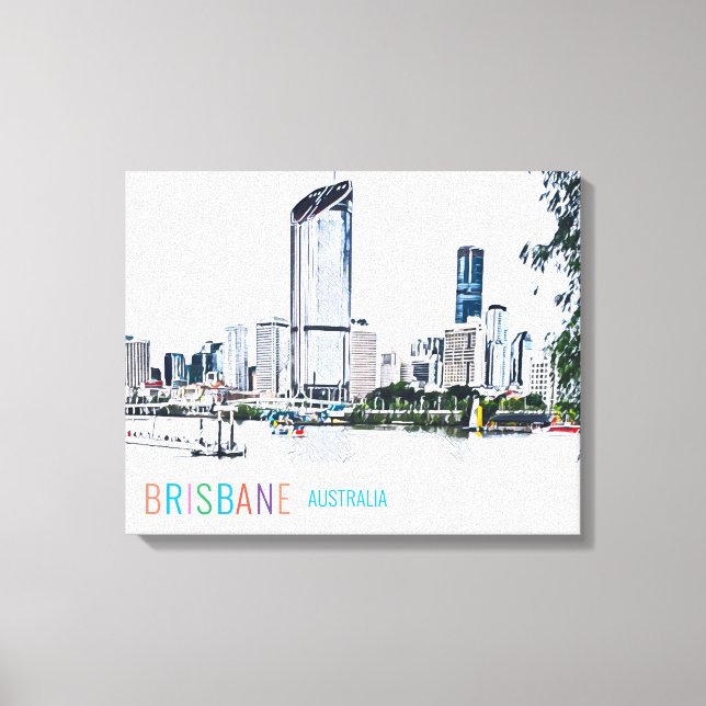 Brisbane Australia Skyline - Moderner Reiseausdruc Leinwanddruck (Vorderseite)