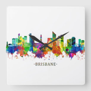 Brisbane Australia Skyline Quadratische Wanduhr