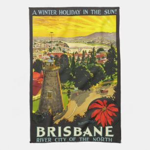 Brisbane Australia Tourism Poster Geschirrtuch
