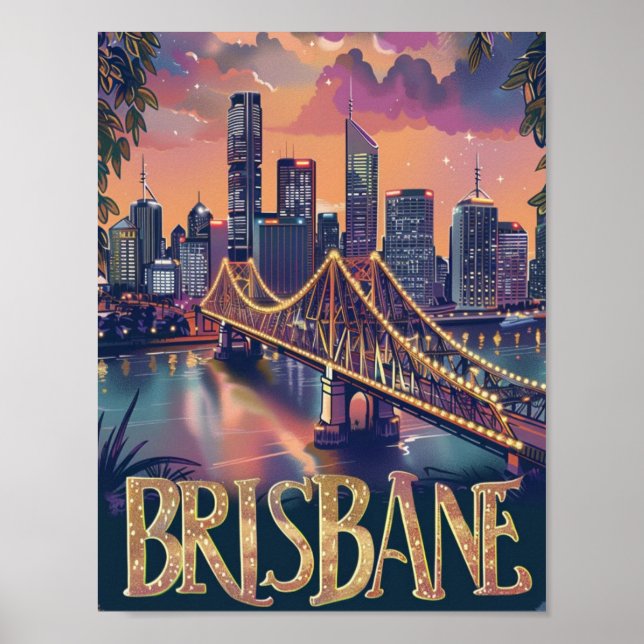 Brisbane Australia Vintag Berühmter Reiseort Poster (Vorne)