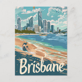 Brisbane Australia Vintage Travel Illustration Postkarte