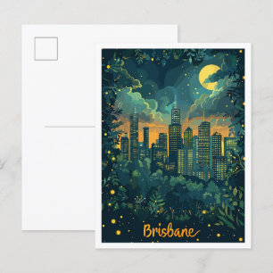 Brisbane Australia Vintage Travel Illustration Postkarte