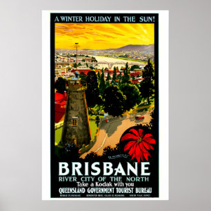 Brisbane Australie Voyage 1920 AFFICHE IMPRIMÉE A5