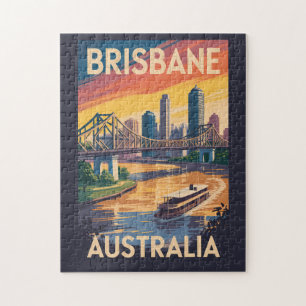 Brisbane Australien Illustration Reise Kunst Vinta
