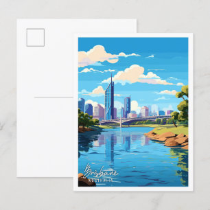 Brisbane Australien Kunst Vintage-Reiseillustratio Postkarte