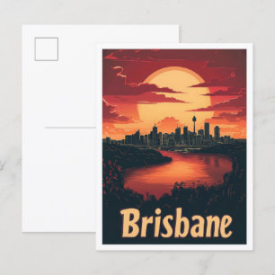 Brisbane Australien Kunst Vintage Reiseillustratio Postkarte