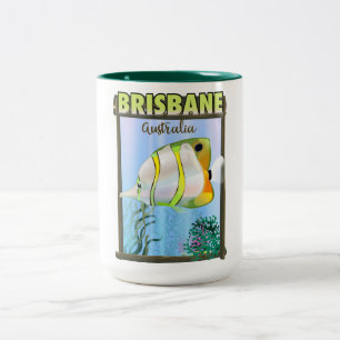 Brisbane Australien Tropisches Reiseplakat Zweifarbige Tasse