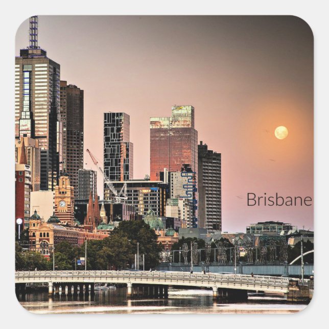 Brisbane, Australisches Stadtbild Quadratischer Aufkleber (Vorderseite)
