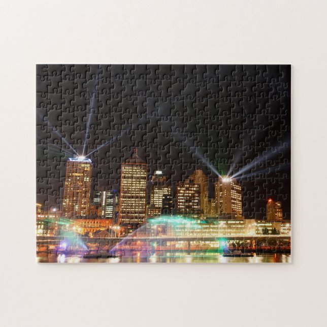 Brisbane-Laserlicht Show - Nachtstadt-Foto (Horizontal)