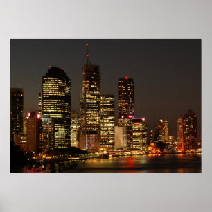 Brisbane-NachtSkyline. Plakat