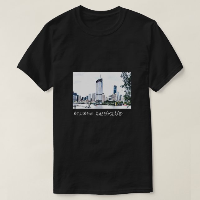 Brisbane Queensland City Skyline Reise T-Shirt (Design vorne)