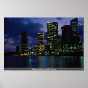 Brisbane-Skyline an der Dämmerung, Australien Poster