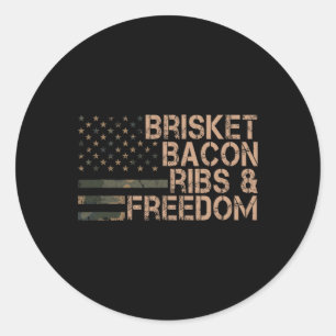 Brisket Bacon Rippen Und Freedom Grill Bbq Lustige Runder Aufkleber
