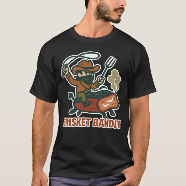 Brisket Bandit GRILLEN Cowboy Design T-Shirt (Vorderseite)
