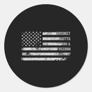 Brisket Hinterns Ribs and Freedom Grillen American Runder Aufkleber