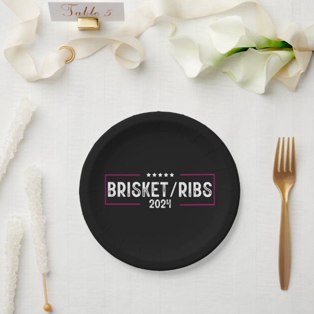 Brisket Ribs 2024 GRILLEN Barbecue politische Wahl Pappteller (Hochzeit)