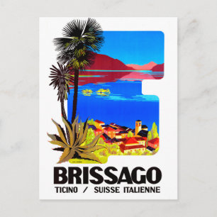 Brissago, Tessin, Schweiz. Dorf und See Postkarte