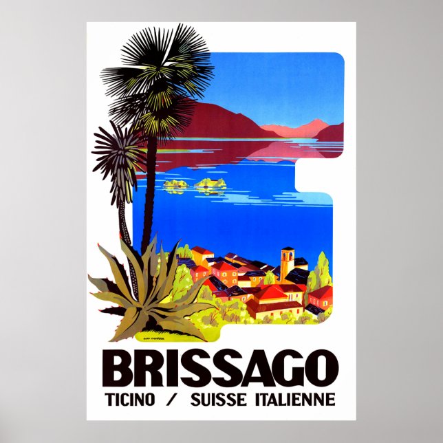 Brissago, Ticino, Switzerland. Village  and lake Poster (Vorne)