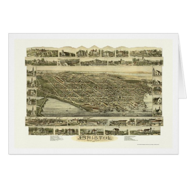 Bristol, carte panoramique de RI - 1891 (Devant horizontal)